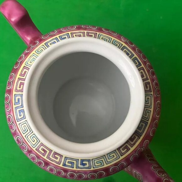 Chinese Jingdezhen Mun‎ Shou Longevity Porcelain teapot, cups, plate - Picture 8 of 11